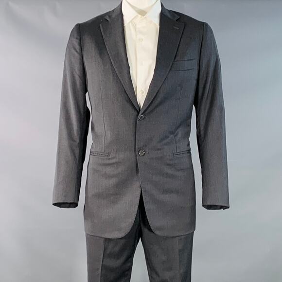ISAIA Size 42 Regular Grey Wool Twill Notch Lapel Suit - Picture 1 of 12